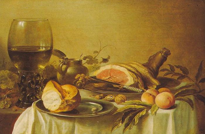 Pieter Claesz Breakfast with Ham Sweden oil painting art